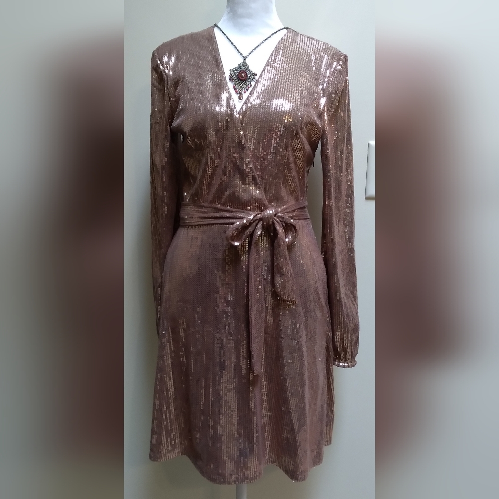 Rose Gold/Champagne Sequin Cocktail Dress Women’s Size Small